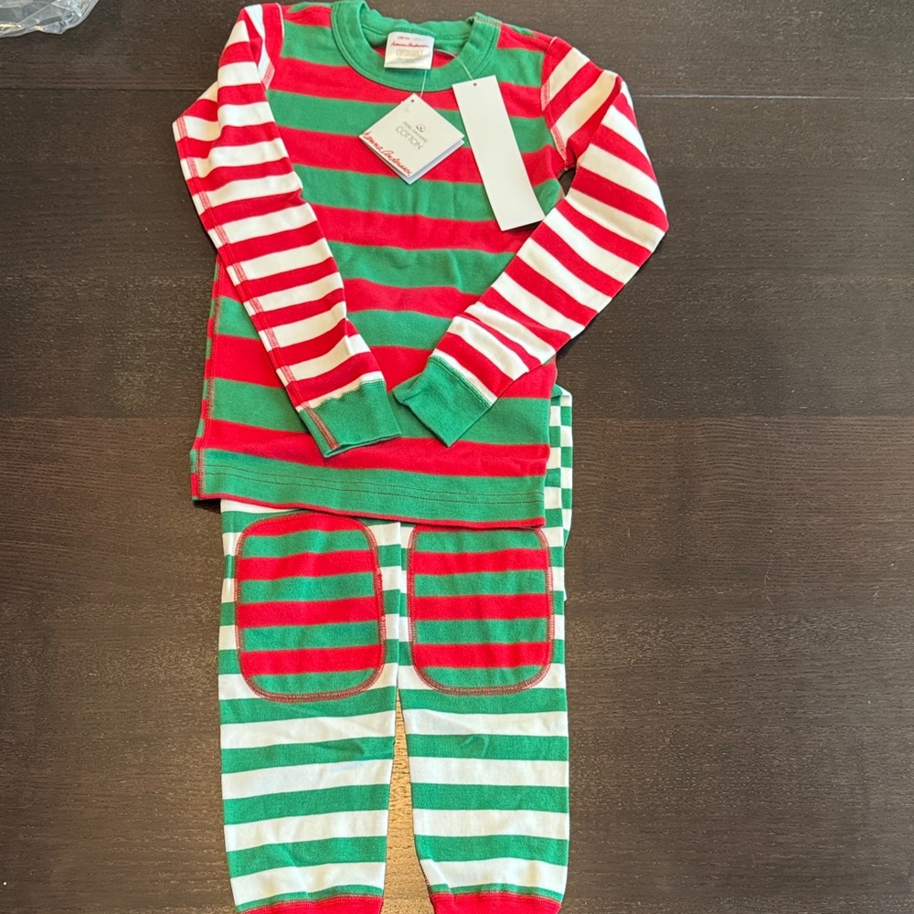 Hanna Andersson Red and Green Striped Kids Pajama Set